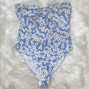Flowered Tube Top Body Suit